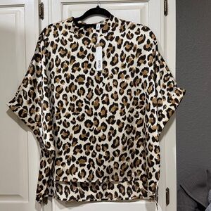 Glam Leopard Print Blouse - Black, Brown, Cream